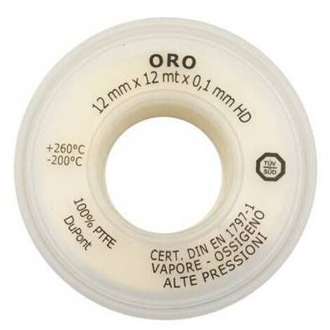 Ruban ptfe en téflon or 12mm x 12mt x 0.10mm