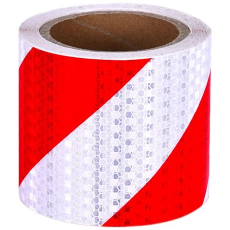 Bande Réfléchissante Autocollante GIONAR - 10 Cm X 25 M, Rouge Et Blanc - Pour Véhicules, Sécurité Routière, Nuit