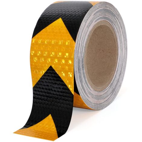 Ruban réfléchissant 10m x 5cm Ruban réflecteur étanche Ruban d'avertissement Autocollant Ruban de sécurité Ruban d'avertissement Visible pour véhicules remorques Bateaux camions Noir et Jaune