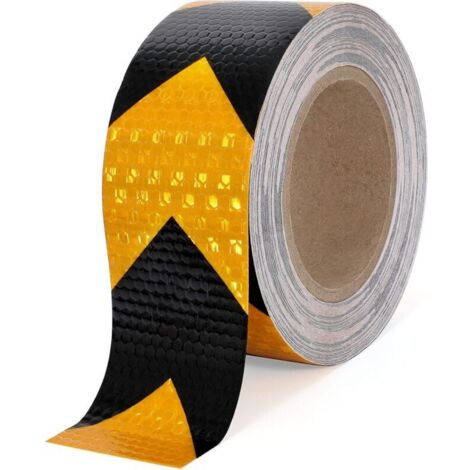Ruban réfléchissant 10m x 5cm Ruban réflecteur étanche Ruban d'avertissement Autocollant Ruban de sécurité Ruban d'avertissement Visible pour véhicules remorques Bateaux camions Noir et Jaune