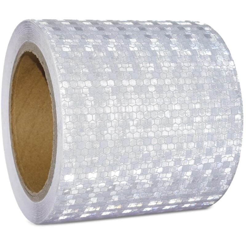 Ruban Reflechissant Adhesif Blanc 10cm x 10m Bande Reflechissante Autocollante Imperméable Bande Réfléchissante pour véhicules, voitures, remorques,