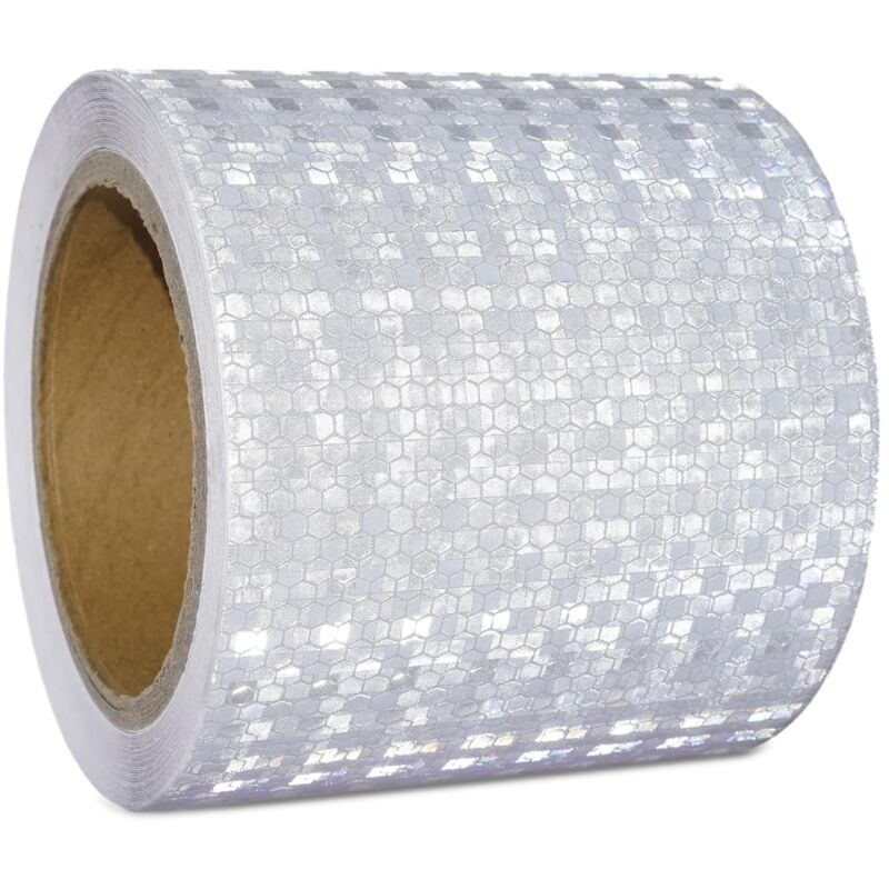 Ruban Reflechissant Adhesif Blanc 10cm x 10m Bande Reflechissante Autocollante Imperméable Bande Réfléchissante pour véhicules, voitures, remorques,
