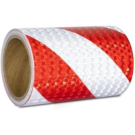 Ruban Reflechissant Adhesif Rouge et Blanc 15cm x 10m Bande Reflechissante Autocollante Imperméable Bande Réfléchissante pour véhicules, voitures, remorques, extérieur