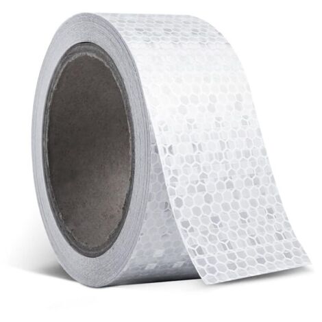 Ruban réfléchissant blanc 3 m x 5 cm, imperméable, auto-adhésif, de sécurité, visible pour véhicules, vélos, extérieur et voitures.