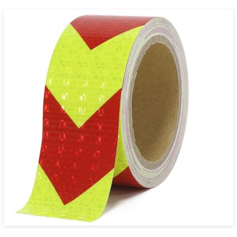 Ruban Réfléchissant Jaune et Rouge 10m x 5cm - Réflecteur Imperméable Auto-adhésif de Sécurité - Bande d'Avertissement Visible pour Véhicules, Vélos, Voitures