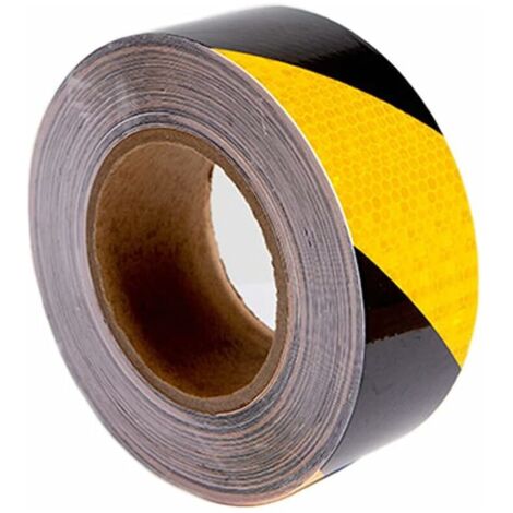 Ruban Reflechissant Scotch Jaune et Noir Bande Réfléchissante Autocollante Ruban de Signalisation Rubalise Autocollante Ruban Reflechissant Adhesif Ruban Avertisseur Réfléchissant（5cm25m）