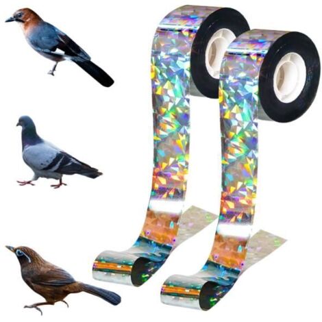 Ruban Répulsif Anti-Oiseaux - 2 Rouleaux de 2,4 cm x 80 m - Bande Répulsive pour Pigeons
