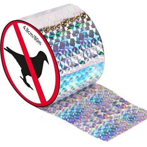 Ruban répulsif anti-oiseaux de 80 m × 4,8 cm, bande effaroucheuse holographique contre les pigeons, protection pour jardin et vergers