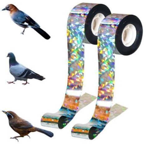 Ruban Répulsif Anti-Oiseaux - Marque - Modèle - Film en Polyester - 2,4cm x 80m - Pour Éloigner les Oiseaux