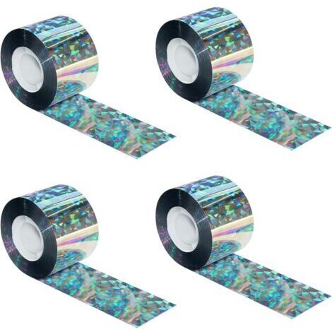 Ruban Repulsif pour Oiseaux, 4 Rouleaux de 2,4cm80m Réfléchissant Double Face Bande Répulsive Anti Oiseaux, Bande Effaroucheur Anti Pigeon, pour Jardins, Vergers