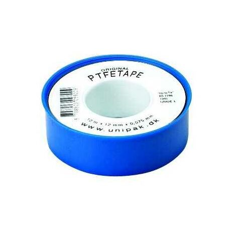 Ruban Teflon PTFE 10m x 12mm – Épaisseur 0,075mm – Étanchéité pour installations d'eau et air – Pression maximale 10 bar – Unipak