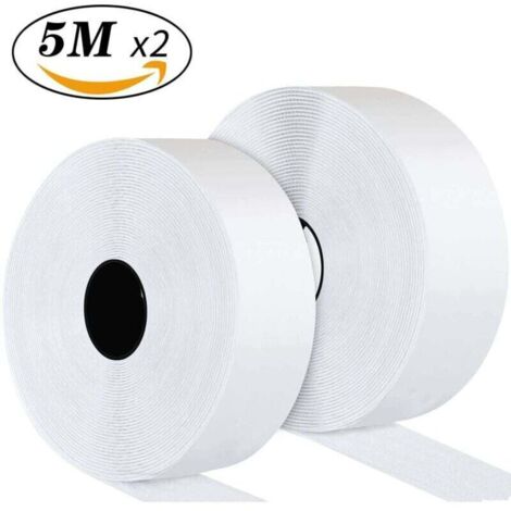 Rubans Adhésifs 5 Mètre 50 mm, Bande Agrippantes Adhésives, Bande Adhésives (50 mm x 5 m, Blanc)