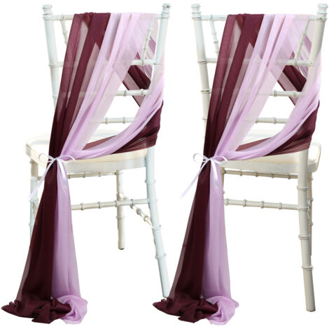 Rubans pour Fauteuil de Mariage A6 - Décorations Doubles en Fil et Ruban Polyester 8 Paires - 25 x 250cm
