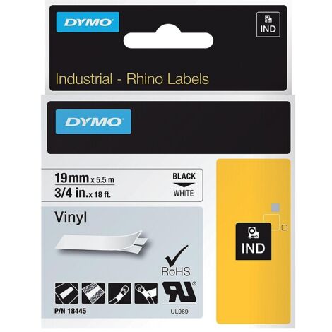 Rubans vinyle continus auto-adhésifs pour étiqueteuses Rhino intérieur-extérieur 12mm x 5.5m écriture blanc sur rouge - NWL FRANCE OFFICE PRODUCTS