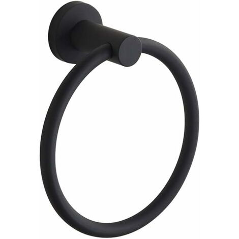 main image of "Rubber 304 Stainless Steel Wall Mounted Towel Ring For Bathroom Black SOEKAVIA"