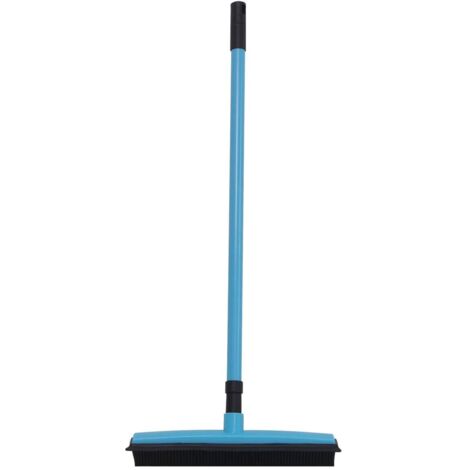 Rubber Broom Brush, Carpet Brush for Cleaning Rubber Broom Indoor 68-120cm Adjustable Handle Pet Hair Cat Dog Removal Cleaning Floor Brush Silicone Sweeper Outdoor Broom Hardwood Tiles, Blue