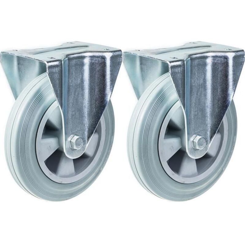 Rubber caster - 200 mm - Fixed - Capacity 410 kg - Pack of 2