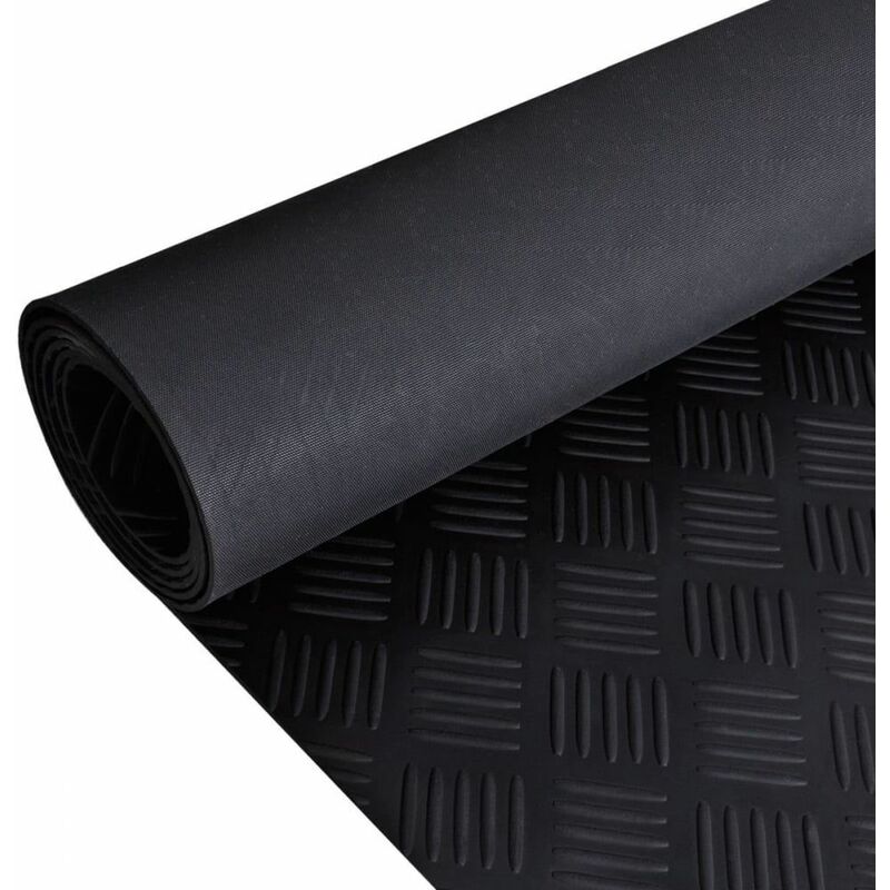 Rubber Flooring Roll- Checks 1.2m- 1m - Black