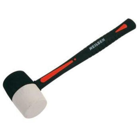 Rubber Mallet 16oz White No Mark & Black Hammer Fibreglass Camping Paving CT3553