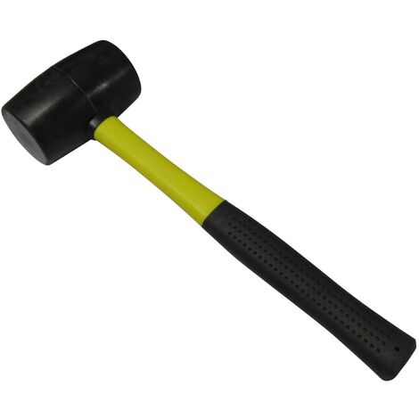 Rubber Mallet Hammer Fibreglass Handle (32oz Soft Grip Paving Tiling Tool Camping)