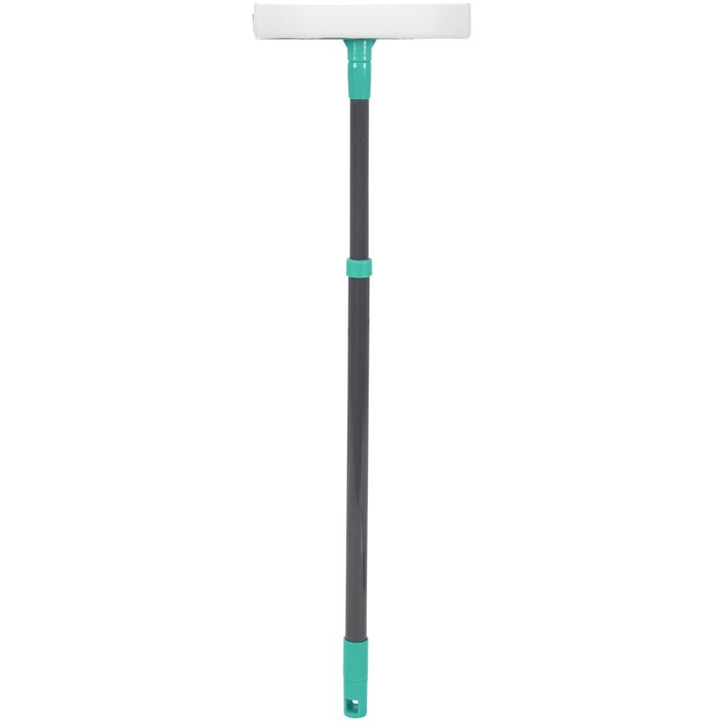 JVL - Rubber Squeegee Sponge Window Cleaner with Extendable Pole, Turquoise/Grey