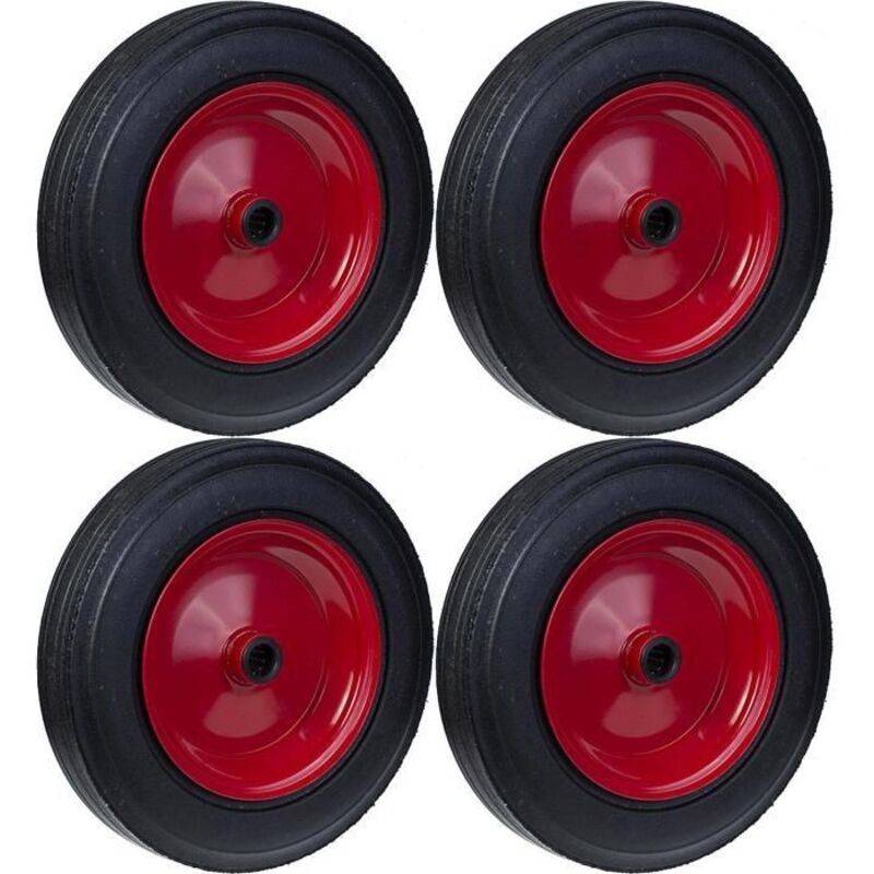 Rubber Wheel - 350mm - Steel Hub - Set of 4 - Capacity 1600 kg