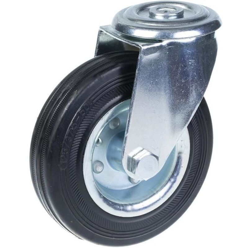 Rubber Wheel - Zinc Coated - 125 mm - Swivel - Max Load 120 kg - Steel