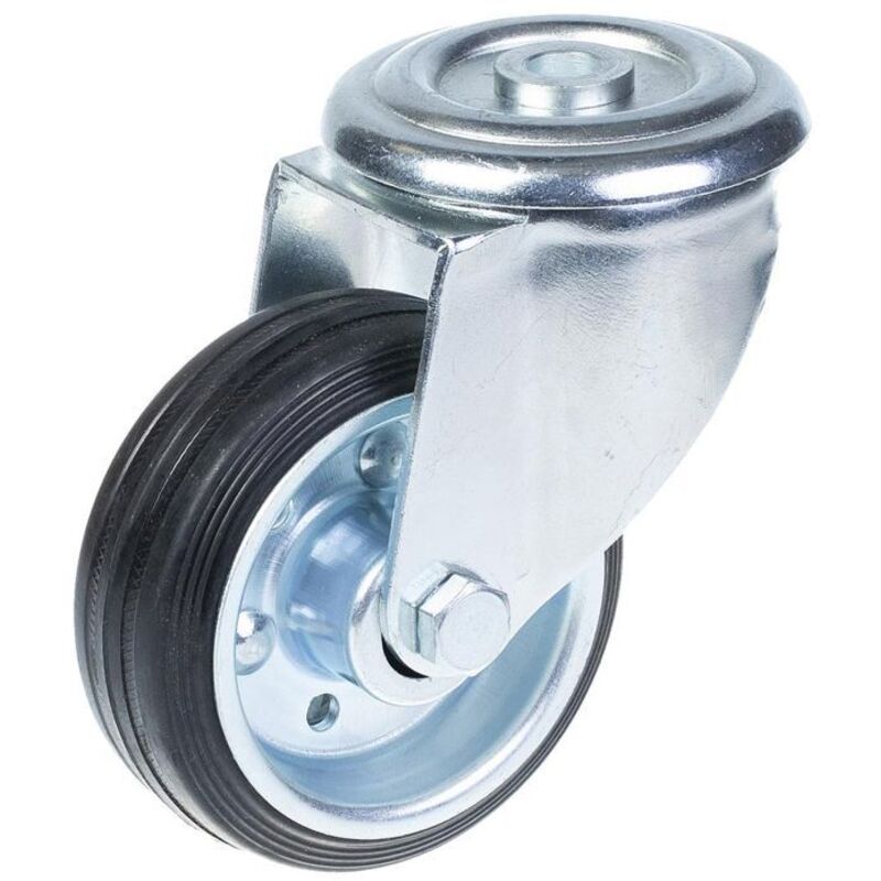 Rubber wheel - Zinc-plated - 80 mm - Swivel - Max load 70 kg