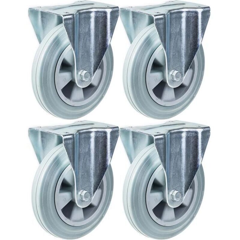 Rubber Wheels - Beaver - 200 mm - Pack of 4 - Capacity 820 kg - Fixed