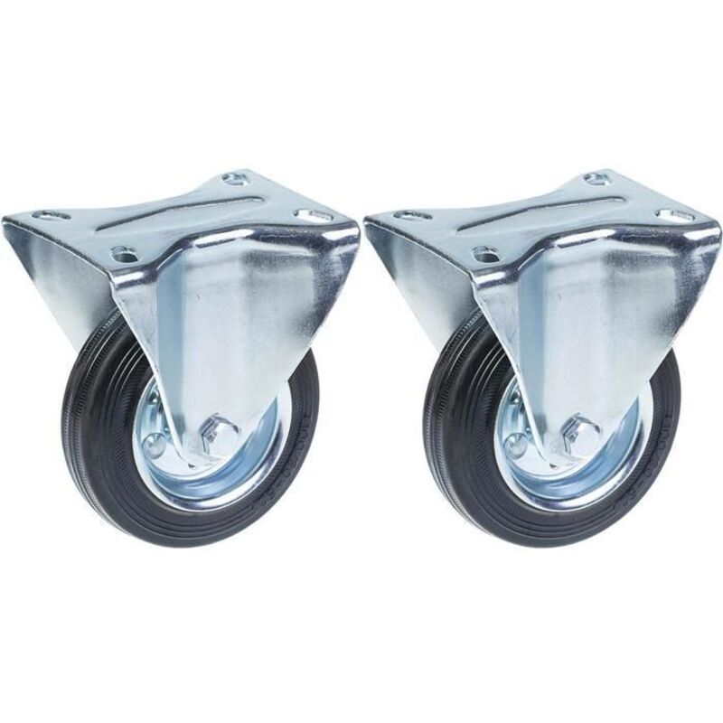 Rubber wheels - Construction equipment - 100 mm - Fixed - Capacity 180 kg - Pack of 2