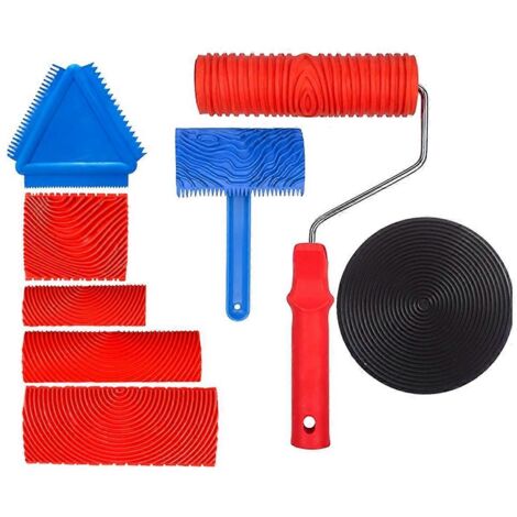 Rubber Wood Graining Tools Set Texture DIY Paint Roller Brush Pattern--