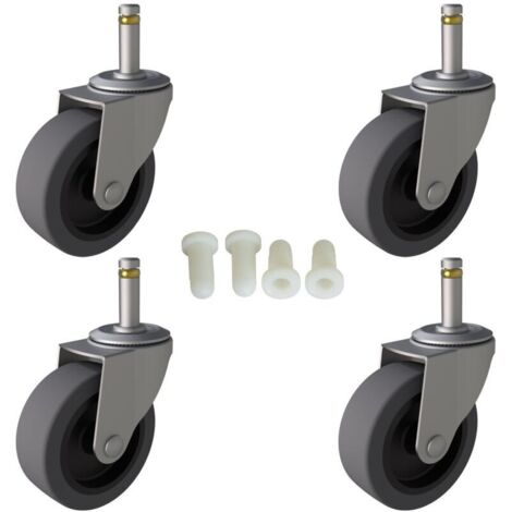 Rubbermaid 3-Zoll-Ersatzrollen für Putzeimer, Lenkrollen, 7/16" x 1-3/8" TPR-Gummischaft, 4er-Pack