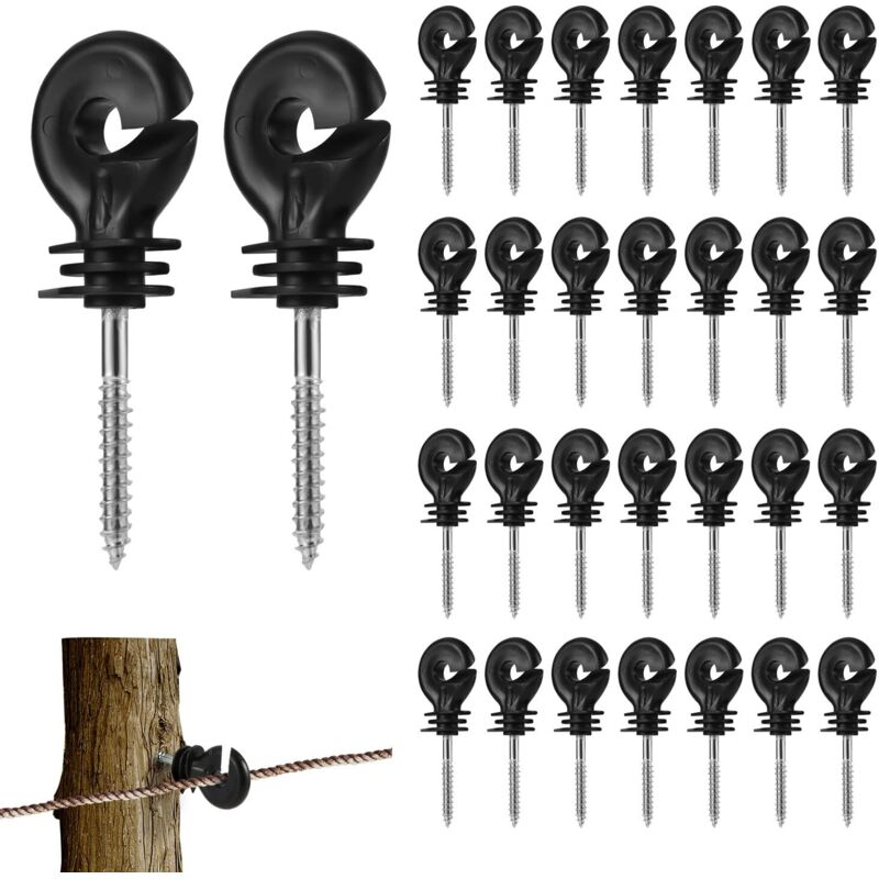 SJLERST 50x isolateur annulaire Classic, Excellente qualité, Couleur Noire pour clôture électrique