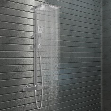 Rubberskin Ensemble de douche à deux têtes et thermostat Acier inoxydable