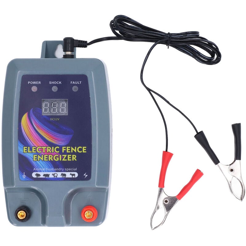 SJLERST Kit de clôture électrique, 5km Clôture électrique pour bétail, animaux, électrificateur de clôture, haute puissance, 3 modes d'alimentation