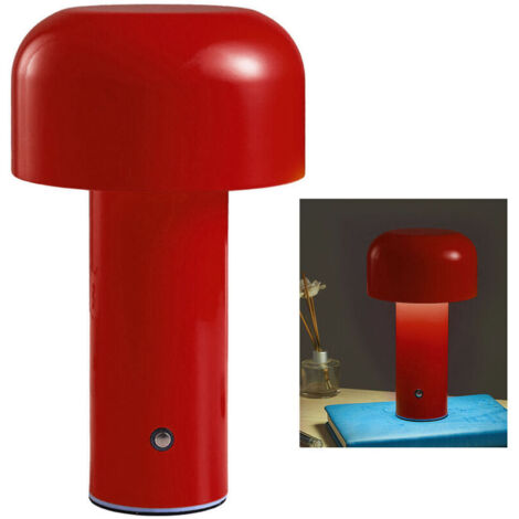 Rubberskin Mushroom Table Lamp, Wireless Table Lamps, USB Rechargeable Table Lamp, 3 Brightness Levels, Dimmable Touch Desk Lamp for Restaurant, Bedroom, Bar