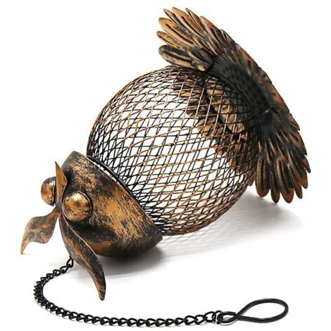 Rubberskin Outdoor Bird Feeder, Hanging Wild Bird Feeder for Garden Decoration, Metal Mesh Wild Bird Feeders, Owl Decoration