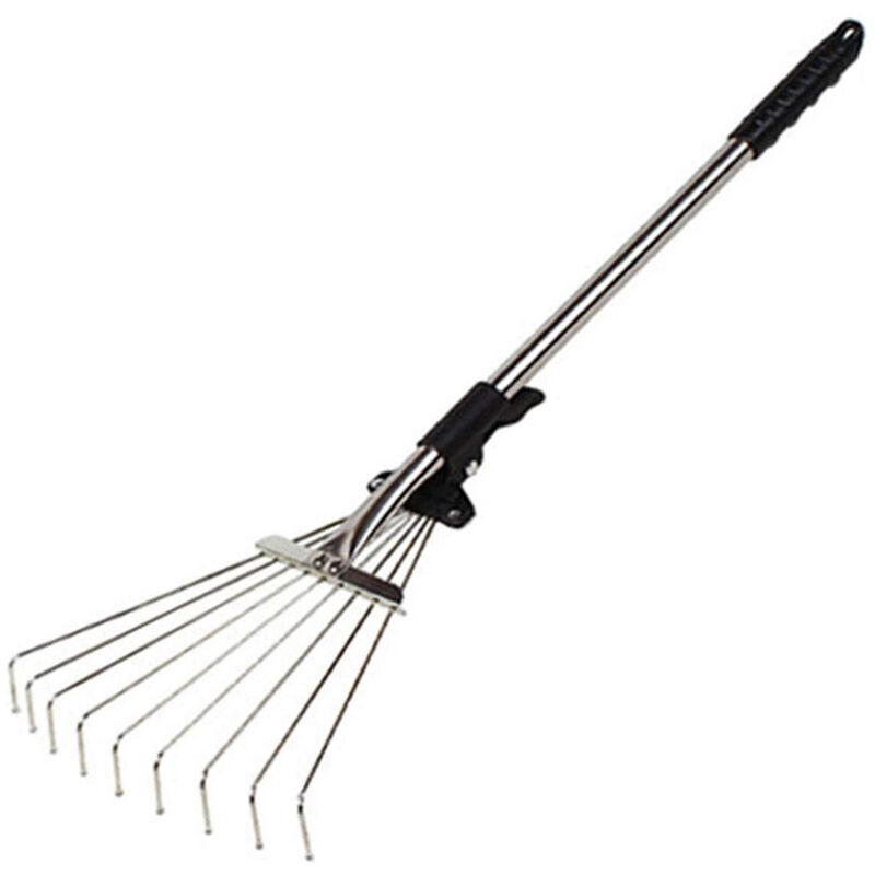 Rubberskin - Jeffergarden Réglable Jardin Feuille Râteau Alliage Télescopique Houe Herbe Outil Multi Denté Métal Râteau pour Feuillus Foin Herbe de
