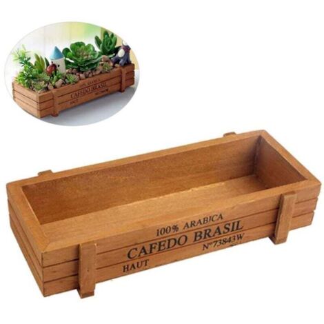 Rubberskin Table en Bois Pot de Fleur Rectangle Succulent Box Floral Centres Naturels Planteur Décoratif Rustique Boîte en Bois Articles Divers Boîte de Rangement