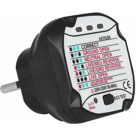 Rubberskin Testeur de Prise, BSIDE AST Socket Tester, Testeur de Prises de Courant Détecteur de Circuit Électrique Automatique (220V EU Plug)