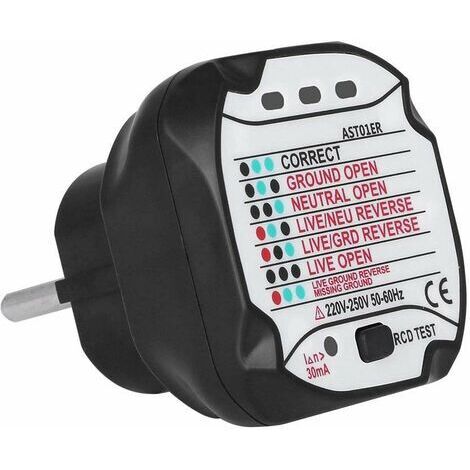 Rubberskin Testeur de Prise, BSIDE AST Socket Tester, Testeur de Prises de Courant Détecteur de Circuit Électrique Automatique (220V EU Plug)