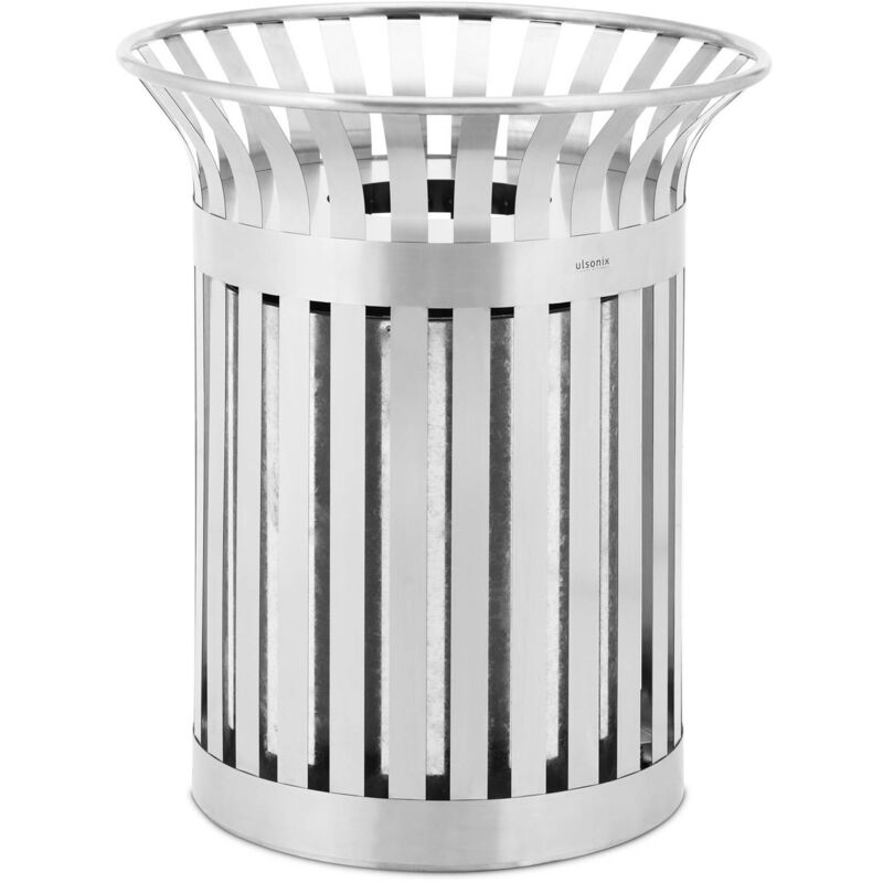 Rubbish Bin Round Wide Insert Stainless Steel / Galvanised Steel Silver 90 l