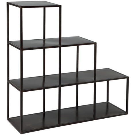 RUBEN - Etagère de Rangement en Acier Noir Vieilli