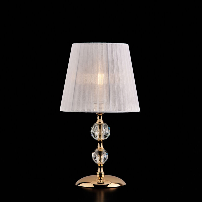 Ruben Lampe de table 1 lumière en fer doré et cristal avec abat-jour H.36 d.20 BL267-LT-OR Ruben Lampe de table 1 lumière en fer doré et cristal avec abat-jour H.36 d.20 BL267-LT-OR