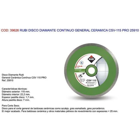 rubi disco diamante continuo general ceramica csv-115 pro 25910
