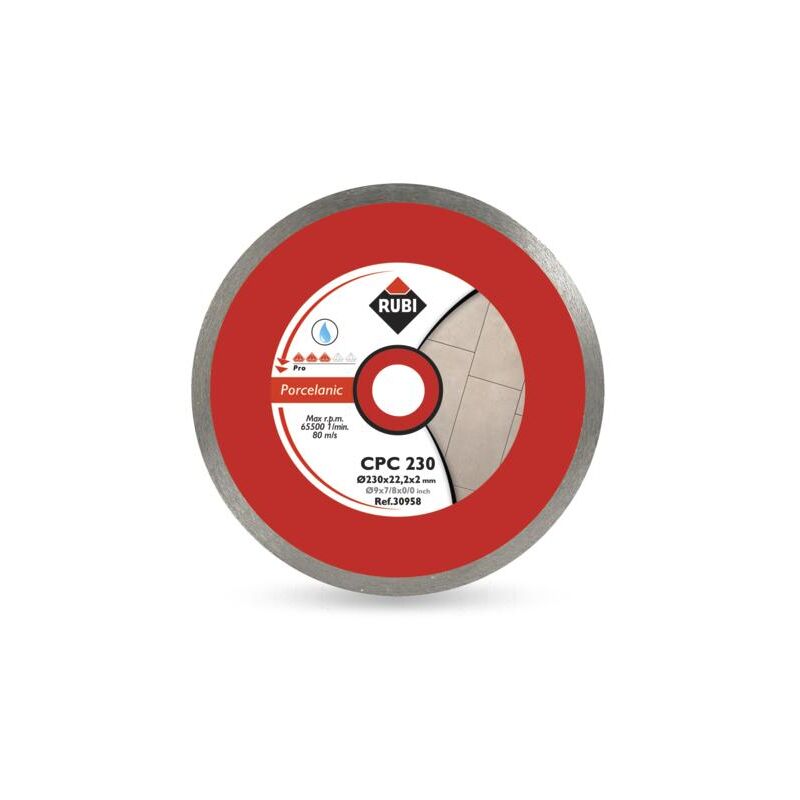 RUBI Lame diamantée à coupe continue CPC PRO Coupe fine de Gres Carreaux de porcelaine d'une épaisseur inférieure à 20 mm Spécial pour coupe d'onglet