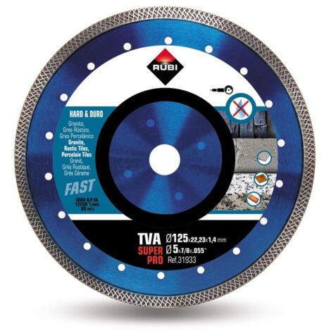 Rubi – Disque diamant pour meuleuse 125mm – Coupe à sec matériaux durs – Soudage laser – Vitesse de coupe élevée – 31933
