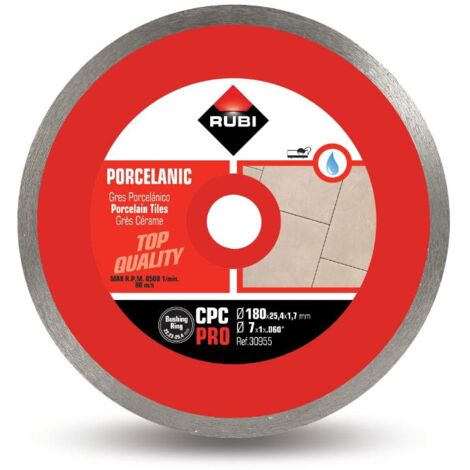 Rubi – Disque diamant pour meuleuse 180mm – Découpe précise grès cérame jusqu'à 25mm – Alésage 22,23mm – Type de coupe continue
