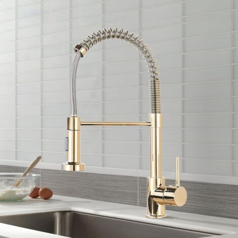 Rubinetti Cucina Miscelatore Cucina in Acciaio Inox Orientabile a 360°,Onyzpily Miscelatore Lavello Monocomando Lavello Acqua Fredda-Calda per Cucina e Lavello(Colore: Oro)