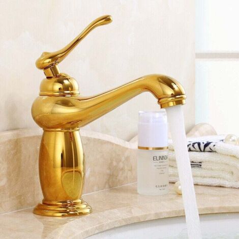 Rubinetti da bagno in ottone di alta qualità, miscelatori per lavabo - Rubinetto da bagno in oro - Miscelatore monocomando - Acqua calda e fredda
